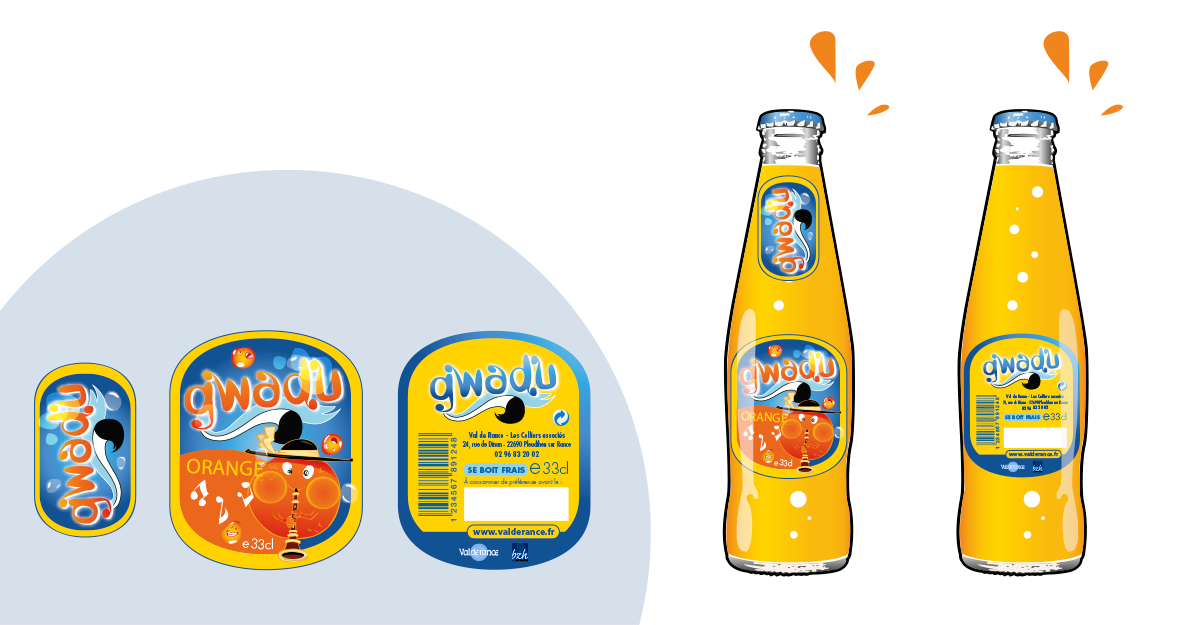 etiquettes orange gwadu soda breton