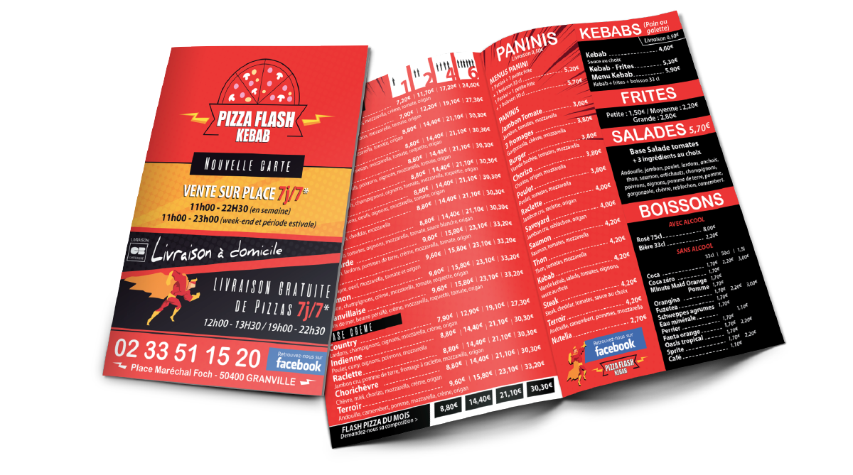 pizza flash flyers menu granville